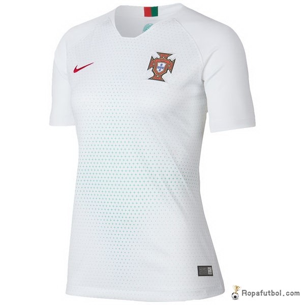 Camiseta Portugal Replica Segunda Ropa Mujer 2018 Blanco